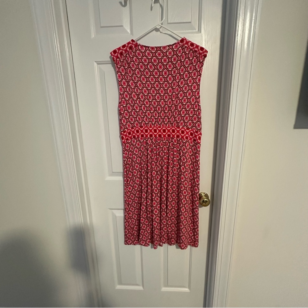 BODEN Thea sleeveless midi Dress pink and red stretchy size 12 - Picture 2 of 5